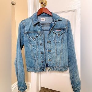 HUDSON Signature Jean Denim Jacket light/medium Wash Distressed sz Small